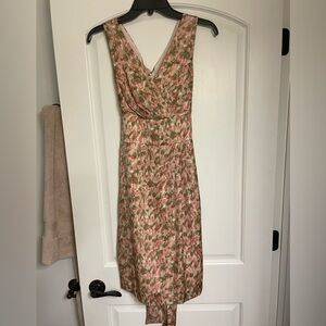 Talbots Pink and Green Floral Midi Dress- size 4